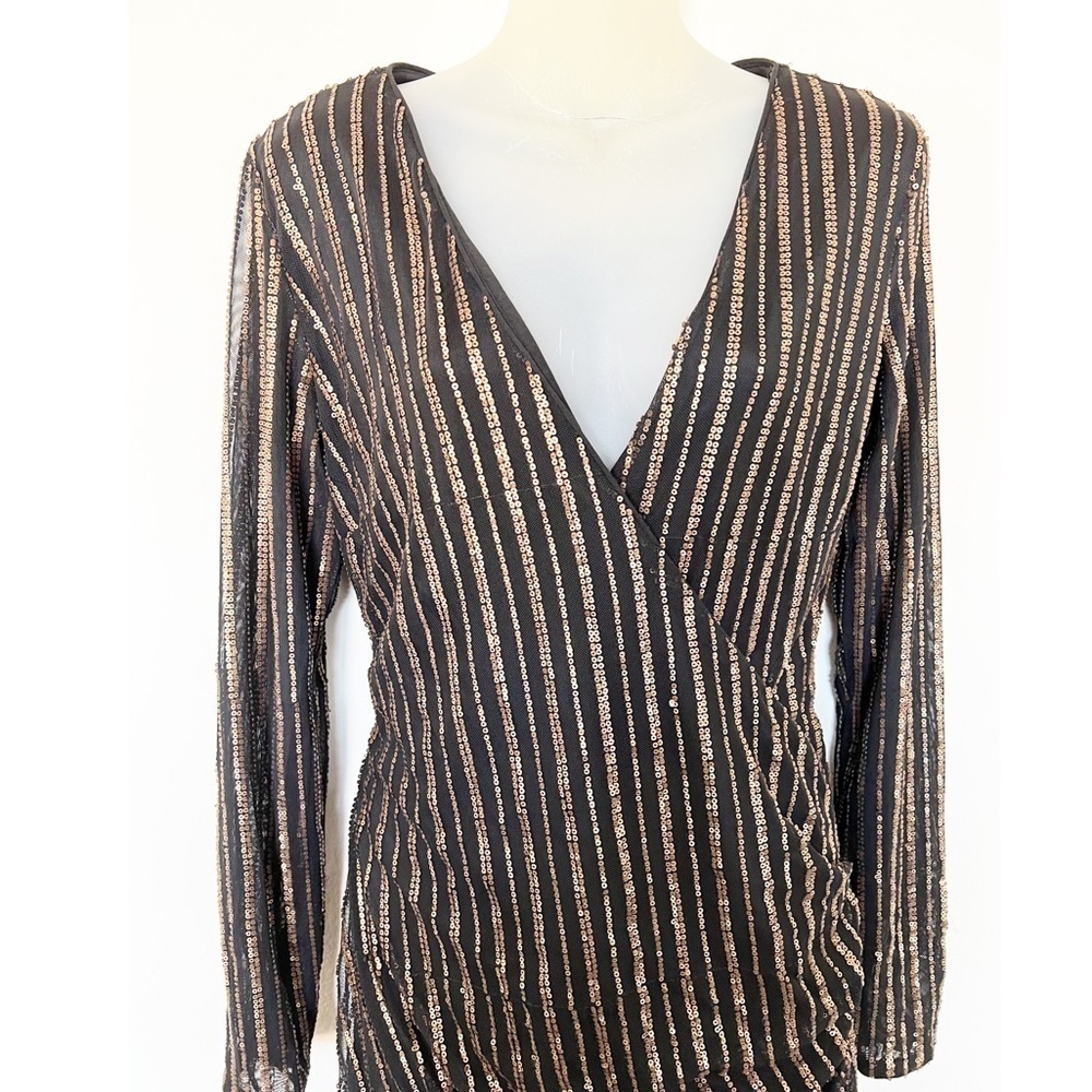 The Jetset Diaries x Revolve Womens Black Mini Gold Sequin Dress Sz M - Picture 4 of 11